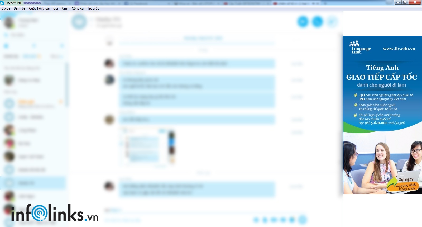 Quảng cáo Skype của Language Link do Infolinks thực hiện